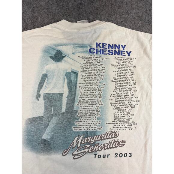 Vintage Kenny Chesney Margaritas & Senoritas Tour T Shirt Mens Medium White Y2K - Picture 3 of 6